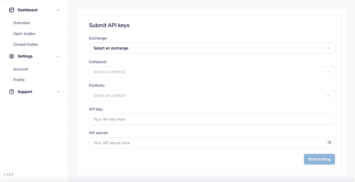 Binance API key creation success showing API Key and Secret Key with copy buttons