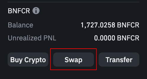 Binance Futures Asset widget showing the Swap button